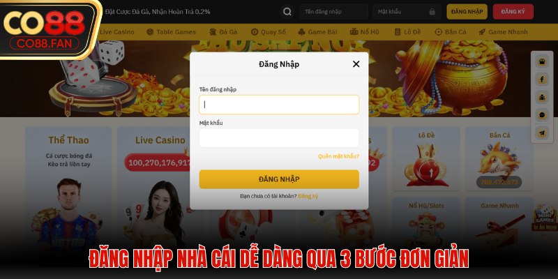 Đăng nhập nhà cái dễ dàng qua 3 bước đơn giản