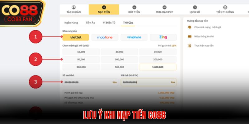 Một vài điều nên nhớ khi thực hiện nạp tiền