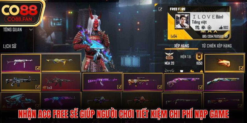 Nhận acc free sẽ giúp người chơi tiết kiệm chi phí nạp game