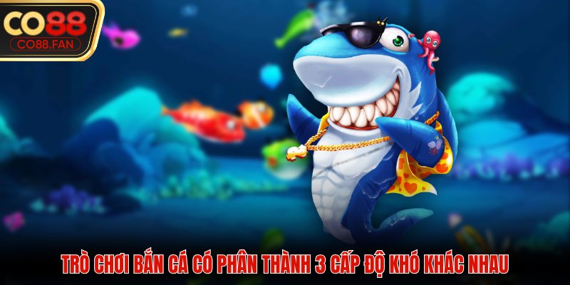 Trò chơi bắn cá có phân thành 3 cấp độ khó khác nhau