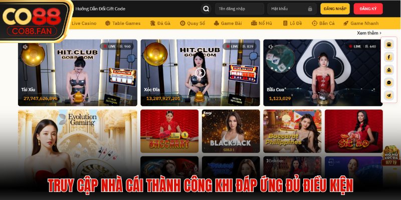 Truy cập nhà cái thành công khi đáp ứng đủ điều kiện